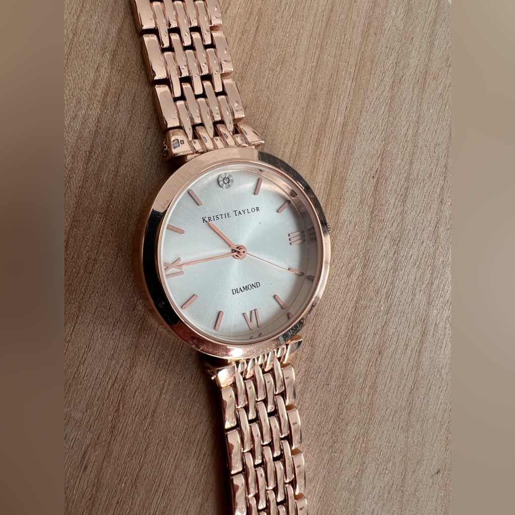 Kristie Taylor Diamond And Rose Gold Tone Watch Ladies Beautiful Quartz Watch
